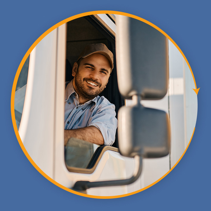 Trucker smiling